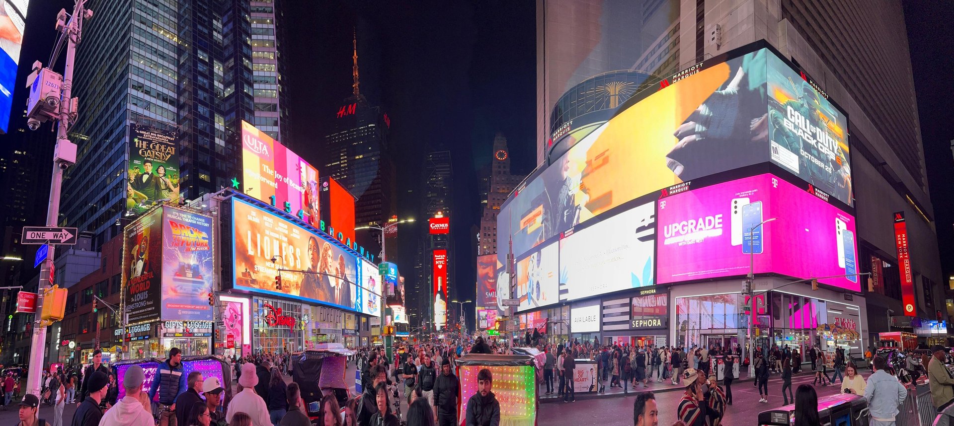 Times Square is in Manhatten, New York City. It always has a lot of billboards.