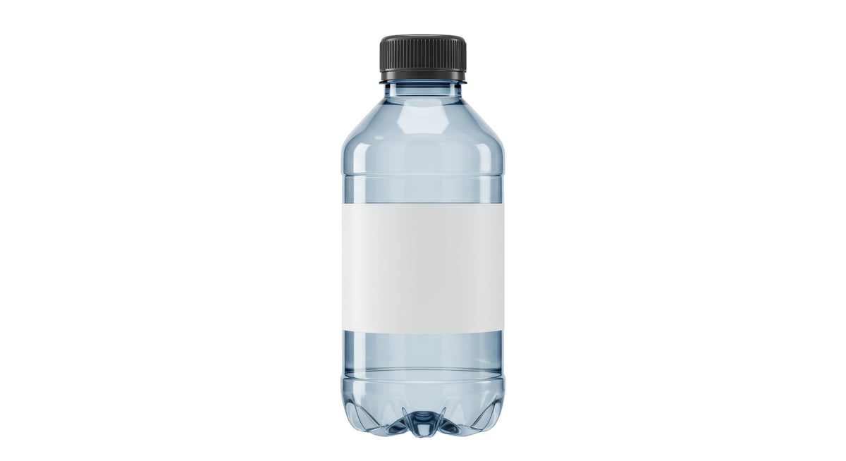 Isolated Clear Plastic Water Bottle with Blank Label